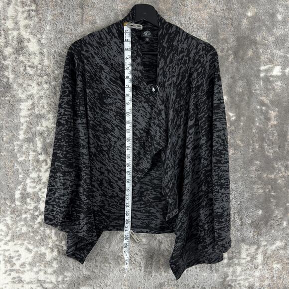 Bobeau Petite Size Sp Abstract Button Cardigan Sweater Gray Long Sleeve - Picture 2 of 9